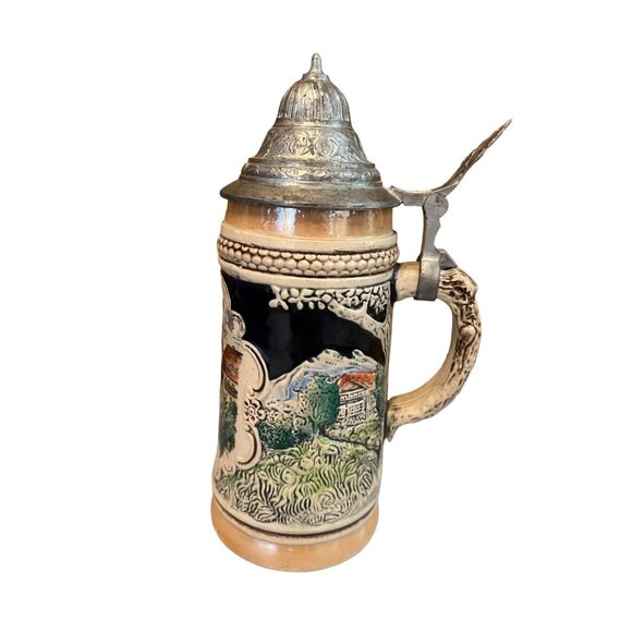 Vintage West Germany Beer Stein With Pewter Lid Rudesheim Drosselgasse Drinkware - Picture 3 of 9